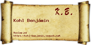 Kohl Benjámin névjegykártya
