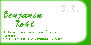 benjamin kohl business card